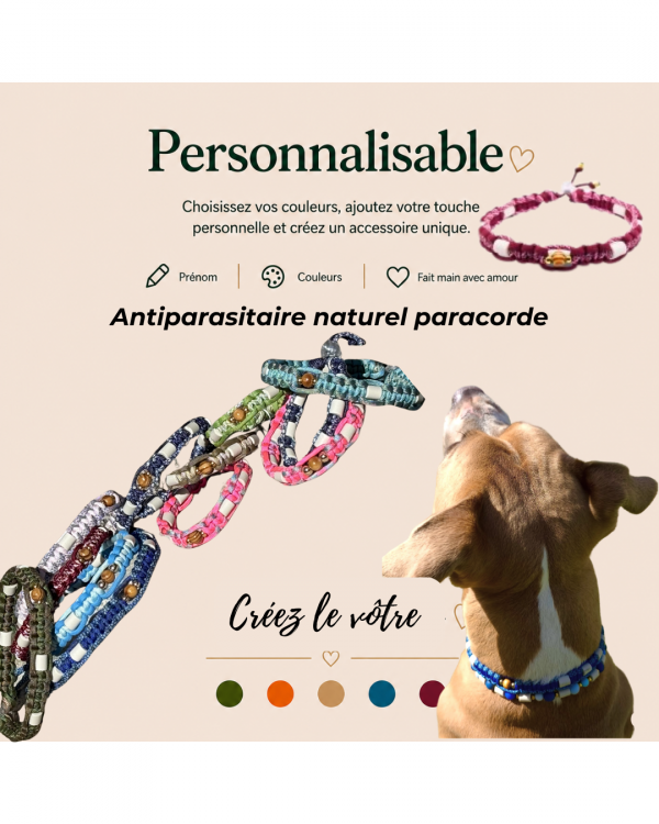 Antiparasitaire en paracorde tressée A PERSONNALISER